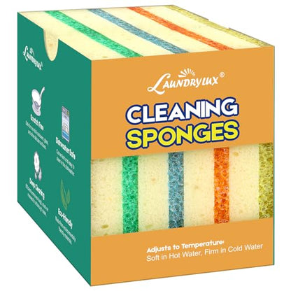 LAUNDRYLUX Scrub Sponge, Dual-Sided Temperature-Responsive Scrubber - Non-Scratch - Multipurpose Dish Sponges for Kitchens, Bathrooms, and Outdoor Use - 4 Pack - style: Rectangle