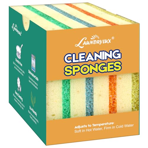 LAUNDRYLUX Scrub Sponge, Dual-Sided Temperature-Responsive Scrubber - Non-Scratch - Multipurpose Dish Sponges for Kitchens, Bathrooms, and Outdoor Use - 4 Pack - style: Rectangle