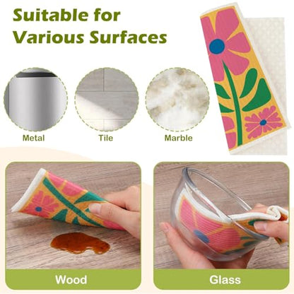 6 Packs Swedish Paper Cloths for Kitchen, Reusable Paper Towels Washable Dish Rags, Highly Absorbent Kitchen Towels Quick Drying Swedish Sponge Cleaning Dish Cloths (Hawaiian Style) - color: Hawaiian Style