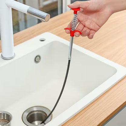 1Pcs Drain Clog Remover Tool Hair Catcher Sink Snake Flexible 4-Claw Grabber for Kitchen Sink Bathroom Shower Tub Toilet(23.6 Inch)