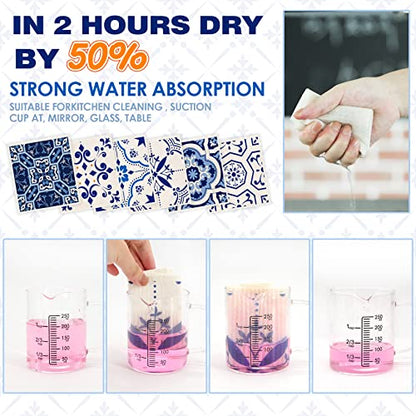 Swedish Dish Clothes Pack of 6, Reusable, Absorbent Hand Towels for Kitchen, Bathroom and Cleaning Counters - Blue Cellulose Sponge Cloth - color: Blue