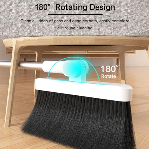 VINGAA Broom and Dustpan Set,Standing Broom and Dustpan Set,Broom and Dust Pan Set with Long Handle,180° Rotating Indoor Broom and Dustpan Set,with Comb Teeth,for Office Lobby,Living Room,Garden