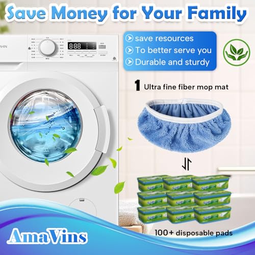 AmaVins 8 Pack Reusable Microfiber Mop Pads Compatible with Swiffer Sweeper Mop, Dry Sweeping Cloths & Wet Mopping Cloths, Washable Mop Pads for Surface/Hardwood Floor Cleaning (Mop is Not Included) - color: Blue 8 Pack