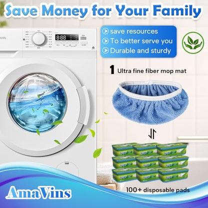 AmaVins 8 Pack Reusable Microfiber Mop Pads Compatible with Swiffer Sweeper Mop, Dry Sweeping Cloths & Wet Mopping Cloths, Washable Mop Pads for Surface/Hardwood Floor Cleaning (Mop is Not Included) - color: Blue 8 Pack