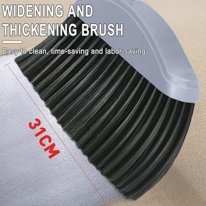 Broom with Dustpan Combo Set, 45° Angled Broom with Long Handle, Dust Pan Brooms for Sweeping Indoor, Cleaning Supplies for Home Office Kitchen Lobby Floor Indoor&Outdoor, 32.3in, Gray