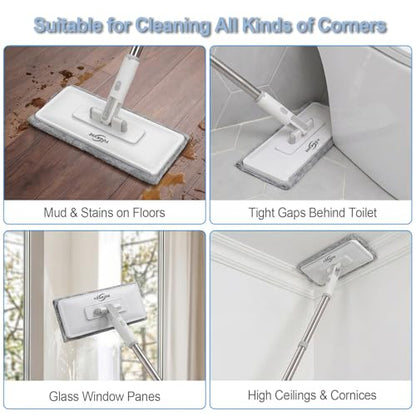 Grope Thing Mop,Hands Free Flat Mop One Click,Hands Free Multi Purpose Flat Mops, Snap Grip Mini Mops,360° Rotation Head,48'' Long Handle,Dry and Wet Use,Suitable for Whole House Cleaning(6 Cloths)