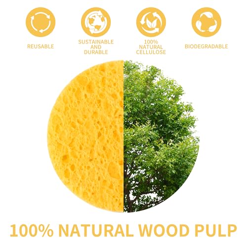 100-Count Compressed Facial Sponges, Natural Cosmetic Spa Sponges for Facial Cleansing, Exfoliating Mask, Makeup Remover, Travel Face Sponges - Yellow - color: Yellow