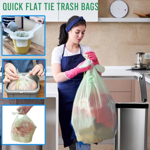 BEIDOU-PAC 13 Gallon Flap Tie Compostable Trash Bags, 200 Count, Compost Bags Tall Kitchen Trash Bags, Sturdy Garbage Bags Food Scrap Waste Bags, ASTM D6400, US BPI Certified, Green - style: Flat ties | 13 Gallon | 200 Count