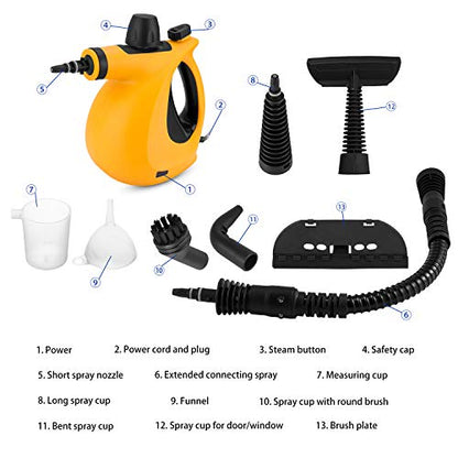 Handheld Steam Cleaner, Pressurized Multi-Surface Steam Cleaner with 11pcs Accessories, Chemical Free Multi-Purpose Steam Cleaners for Home Use, Steamer for Cleaning Floor, Tile, Windows, Couch, Grout