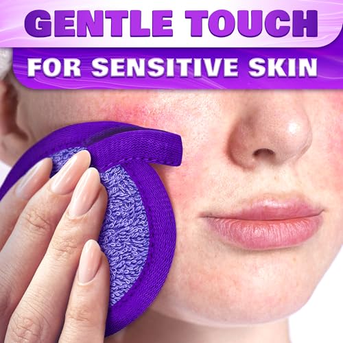 2 in 1 Face Scrub Pads, Reusable Makeup Remover Pads 3 Pcs – Microfiber Exfoliating Washcloth, Washable Face Scrubber, Facial Cleansing Pads for Eyes, Lips & Neck, Makeup Remover Cloth, Gift for Women