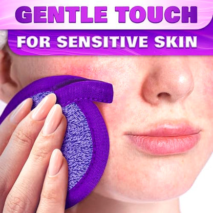 2 in 1 Face Scrub Pads, Reusable Makeup Remover Pads 3 Pcs – Microfiber Exfoliating Washcloth, Washable Face Scrubber, Facial Cleansing Pads for Eyes, Lips & Neck, Makeup Remover Cloth, Gift for Women