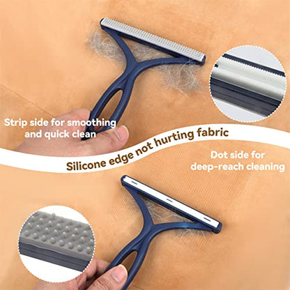 Pet Hair Remover - 4 Pack Dog Cat Hair Remover for Couch Furnitures, Reusable Lint Remover Shaver Portable Carpet Rake Scraper Brush for Blanket,Clothing, Pet Towers, Car Upholstery Blue