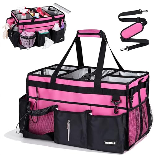 Extra-Large Wearable Cleaning Caddy With Detachable Divider,Cleaning Caddy For Cleaning Supplies Large Cleaning Supply Caddy With Adjustable Shoulder Strap & Waist Belt For Cleaners - color: Rose Pink, size: Extra-Large