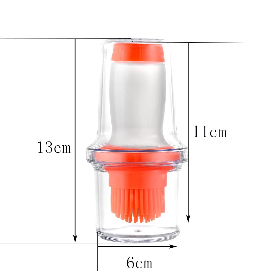 2Pcs Oil Bottle Brush Set With Thick Glass Bowl Silicone Oil Dispenser Barbecue Sauce Brush Mushroom Paste Brush Turkey Baster Pastry Brush No Smell Oil Container For Cooking，Camping，Travel - color: Orange