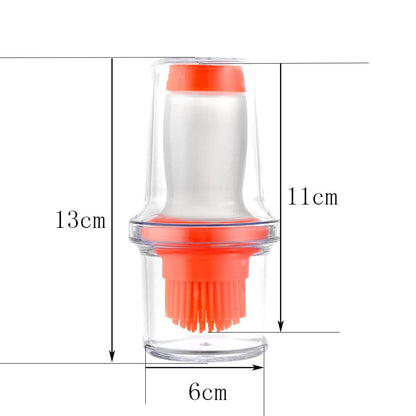 2Pcs Oil Bottle Brush Set With Thick Glass Bowl Silicone Oil Dispenser Barbecue Sauce Brush Mushroom Paste Brush Turkey Baster Pastry Brush No Smell Oil Container For Cooking，Camping，Travel - color: Orange