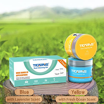 TICARVE 2Pack Cleaning Gel for Car Putty Car Cleaning Auto Gel Detail Tools Car Interior Cleaner Universal Dust Removal Gel Car Vent Cleaner Keyboard Cleaner Blue Yellow (320g/11.2oz) - color: Blue+Yellow