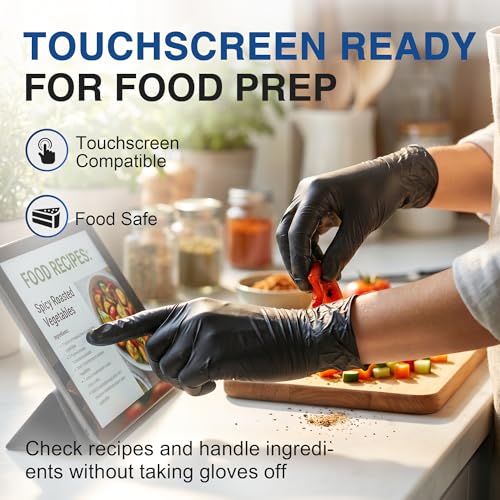 Schneider Medical Black Nitrile Exam Glove, Latex Free Powder Free Disposable Gloves for Cooking, Cleaning, and Food Prep - size: Large