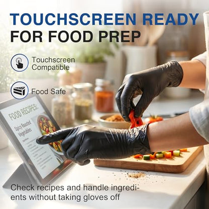 Schneider Medical Black Nitrile Exam Glove, Latex Free Powder Free Disposable Gloves for Cooking, Cleaning, and Food Prep - size: Medium