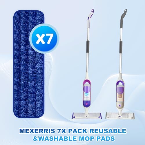 7 Count Reusable Microfiber Mop Pads for Swiffer PowerMop- MEXERRIS PowerMop Refills Hard Wood Floor Mop Pads Machine Washable, Wet Dry Dust Mop Pads Replacement for 13''-15'' Spray Wet Mops - color: Darkblue