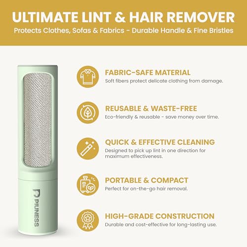 Pet Hair Remover Roller – Reusable Lint Roller for Cat & Dog Hair on Furniture, Couch, Carpet, Car & Bedding – Portable, Eco-Friendly - color: Green