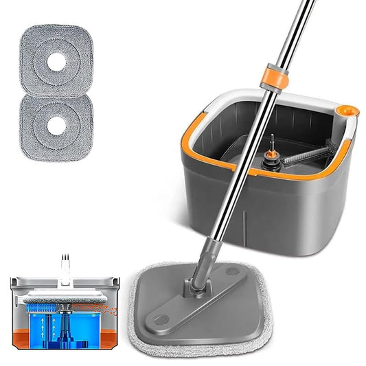 Spin Mop and Bucket Set with Replaceable Microfiber Mop Pads,Spin Mop,Self Wringing 360° Rotating Square Mop Head for Hardwood Tile Marble Floors (Replace Cloth * 2) - color: Replace Cloth * 2