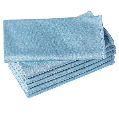 Puomue 6 Pack Microfiber Glass Cleaning Cloth, 16 Inch X 16 Inch, Lint Free Quickly Clean Window, Glasses, Windshields, Mirrors, and Stainless Steel, Blue - color: Blue