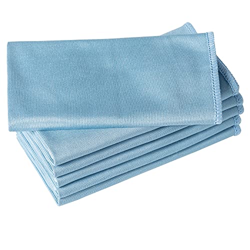 Puomue 6 Pack Microfiber Glass Cleaning Cloth, 16 Inch X 16 Inch, Lint Free Quickly Clean Window, Glasses, Windshields, Mirrors, and Stainless Steel, Blue - color: Blue