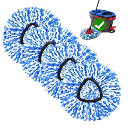 4-Pack Spin Mop Replacement Head for O-Ceda RinseClean Spin Mop Refill 2-Tank System Microfiber Deep Cleaning Machine Washable and Easy-to-Replace - size: 4 Count (Pack of 1)