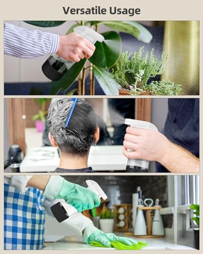 Worldgsb 2 Pack Glass Spray Bottles 8 oz, Empty Refillable Containers with Silicone Sleeve Protection, Glass Spray Bottles for Cleaning Solutions, Hair and Plants with Adjustable Nozzles Black - color: Black