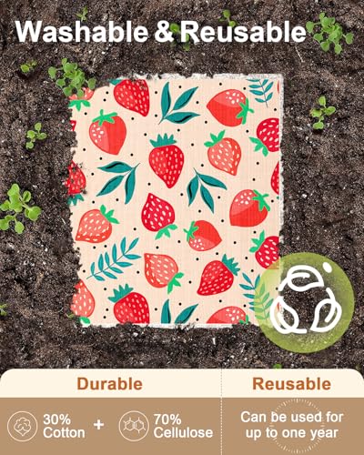 Miss Adola Swedish Dishcloths for Kitchen with Hooks - Reusable Dish Cloths for Washing Dishes Fast Drying Cute Fun 5 Pack Swedish Dish Towels Washable Cleaning Sponge, Fruit - color: Fruit