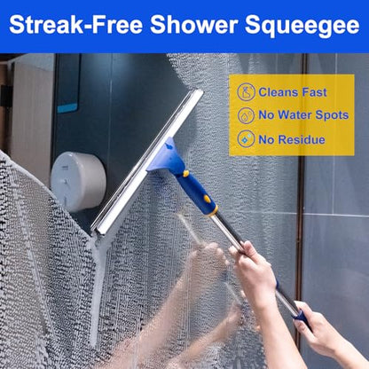14" Shower Squeegee for Glass Doors, Extendable Squeegee for Shower Glass with 2 Blades,Window Squeegee,Window Cleaner Tool for Shower Doors, Windows, Bathroom and Car Windshields (25", Inches, 14)