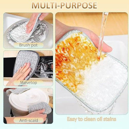 2026 New Powerful Cleaning Non Scratch Wire Dishcloth Rag for Wet and Dry, Double-Sided Steel Wire Scrubbing Cleaning Cloth for Kitchen Cookware, Sinks, Dishes. (15 Pcs) - color: 15 Pcs