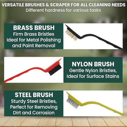 8 Pcs Crevice Cleaning Brush Set – Hard Bristle Cleaning Tools for Grout, Gaps & Narrow Spaces – Multi-Purpose Grout Brush, for Cleaning Bathroom, Shower, Window Tracks, Kitchen - color: Black, White, Red, Yellow