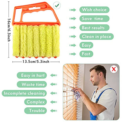 Geiserailie 3 Pieces Blind Cleaner Duster Tool 7 Finger Dusting Cleaner for Window Venetian Washable Mini Brush Hand Held Tool for Air Conditioner Dust Dirt (3 Colors)