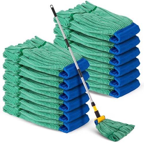 Hushee 6 Pack Large Microfiber Tube Mop Heads 18 oz Heavy Duty Commercial Industrial Wet Mop Head Refill Reusable Machine Washable Looped End Mopheads for Hardwood, Tile, Laminate Floors, Green - color: Green