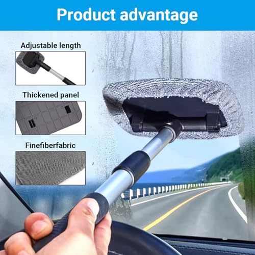 Windshield Window Cleaner Tool, Magnetic Car Window Cleaner Tool,180° Expandable Cleaner Tool with Microfiber Pads and Spray Bottles, Cleaning Supplies for Auto Glass Home (1 Set)