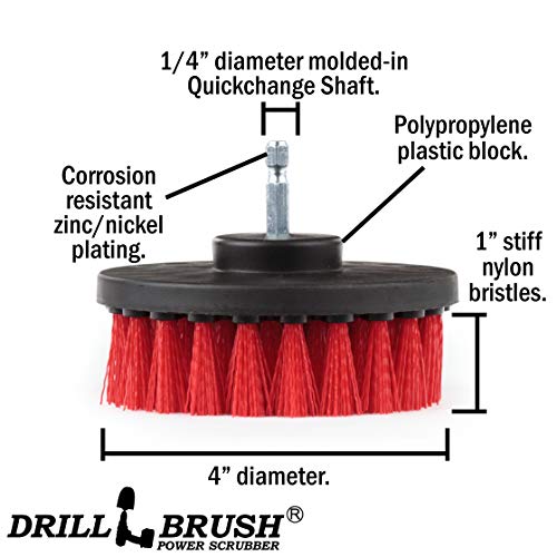 Outdoor Cleaning Tools - Patio Scrub Brush - Outdoor Deck Scrubber Brush - Bird Bath Cleaning Tool - Fountain Cleaning Brush - Garden Statues Cleaning Tools - Concrete Stain Cleaner - House Siding - color: Red