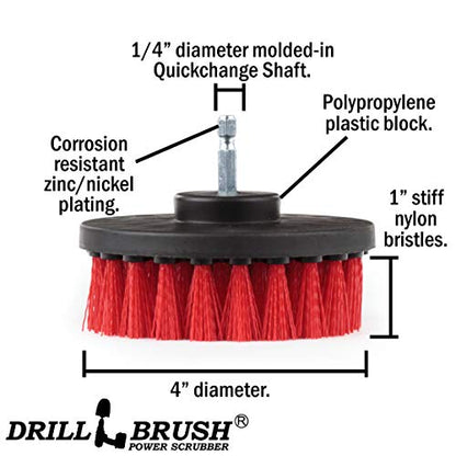 Outdoor Cleaning Tools - Patio Scrub Brush - Outdoor Deck Scrubber Brush - Bird Bath Cleaning Tool - Fountain Cleaning Brush - Garden Statues Cleaning Tools - Concrete Stain Cleaner - House Siding - color: Red