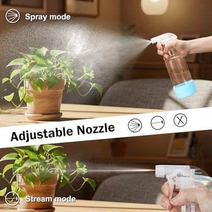 Glass Spray Bottles with Silicone Sleeve 16.9oz 2 Pack Empty Spray Bottle for Hair Mist/Stream Spraying for Cleaning Solutions, Plants, Essential Oils (clear-qblue&green) - color: clear-qblue&green