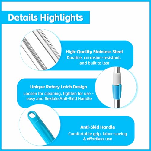 Spin Mop Replacement Handle 360 Degree Spin Mop Pole Handle Replacement Rotating Telescopic Stick for Mop Head, Ideal for Home and Household Cleaning - color: Blue, style: Plastic Disc
