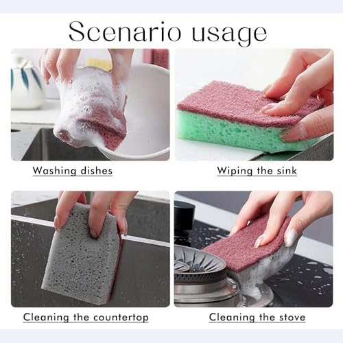 Non-Scratch Household Cleaning Sponges- Scrubbing Dish Sponge Ideal for Washing Kitchen,Dishes, Bathroom &More - 3 Kitchen Cleaning Sponges