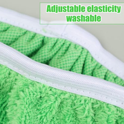 2-in-1 Mop Head Replacement Rag Towel Reusable Microfiber Household Wet and Dry Cleaning Cloths Shoe Cover Rags,22x9cm (Green,2pcs) - color: Green,2pcs
