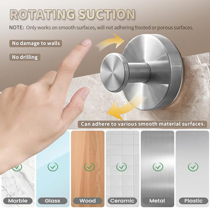 2026 Upgraded Drill-Free Suction Cup Hooks, Stainless Steel Suction Cup Hooks for Shower, Mirror, Wall, Bathroom, Glass, Hanging Towels - 4 Pack, Gold - color: Gold