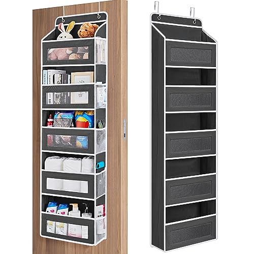 JARLINK Over the Door Organizer Storage, 5 Shelf Hanging Organizer with 5 Large Capacity Pockets, Anti Tilt 44 lb Load Behind Door Storage for Bedroom, Bathroom, Pantry, Nursery, (Black) - color: Black, size: 1 Pack