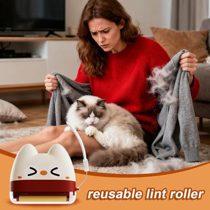 Washable Lint Roller, Cute and Ergonomic Design, 10.4x9cm, Reusable Pet Hair Roller, Fabric Care Lint Remover, Reusable and Eco Friendly, for Clothing, Couches, Beds, Or Upholstery at Home, Travel - color: Wine Red