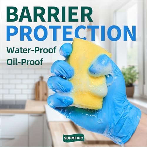 Supmedic Vinyl Disposable Exam Gloves, 4Mil Powder-Free Latex-Free Food Grade Cooking Cleaning Medical Glove Blue 100&1000 Ct - color: Large (1000 Blue)