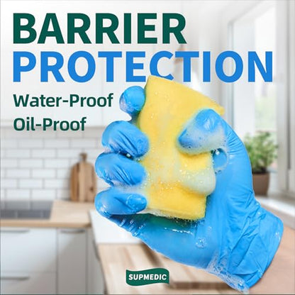 Supmedic Vinyl Disposable Exam Gloves, 4Mil Powder-Free Latex-Free Food Grade Cooking Cleaning Medical Glove Blue 100&1000 Ct - color: Large (1000 Blue)