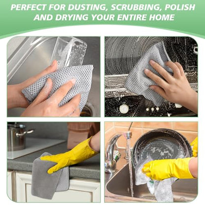 SINLAND Microfiber Dish Cloth Dish Rags for Washing Dishes Best Kitchen Cloths Cleaning Cloths with Poly Scour Side 12Inchx12Inch 20Pack Grey - color: Grey, size: 12inchx12inch 20pack