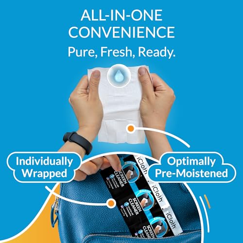 iCloth Large Screen Cleaning Wipes for Electronics, Lint-Free and Streak-Free, Fast-Drying, Removes Dust, Fingerprints, and Smudges (100 Wipes) - size: 1 Count (Pack of 100)