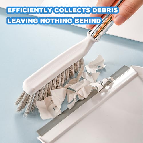 Small Broom with Dustpan Combo Set Mini Broom and Brush Set Hand Sweeper for Cleaning Desk Office Kitchen Pet Nest (White) - color: White